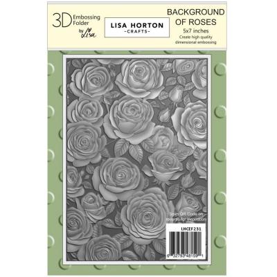 Lisa Horton Crafts 3D Embossing Folder - Background Of Roses